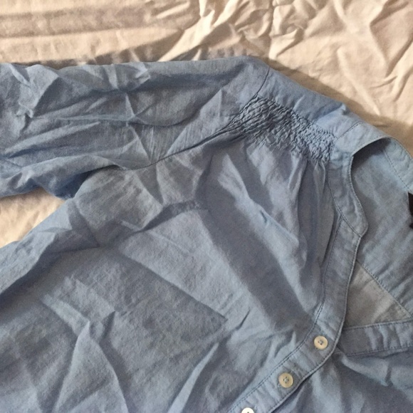 blue 3/4 sleeve blouse in a light blue. - Picture 2 of 4